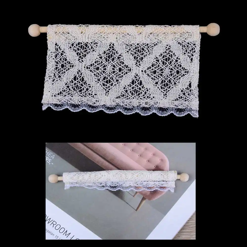 

1pc Miniature Doll House lace Curtains Dollhouse Miniatures 1:12 Accessories Furniture DIY Doll House Decoration window valance
