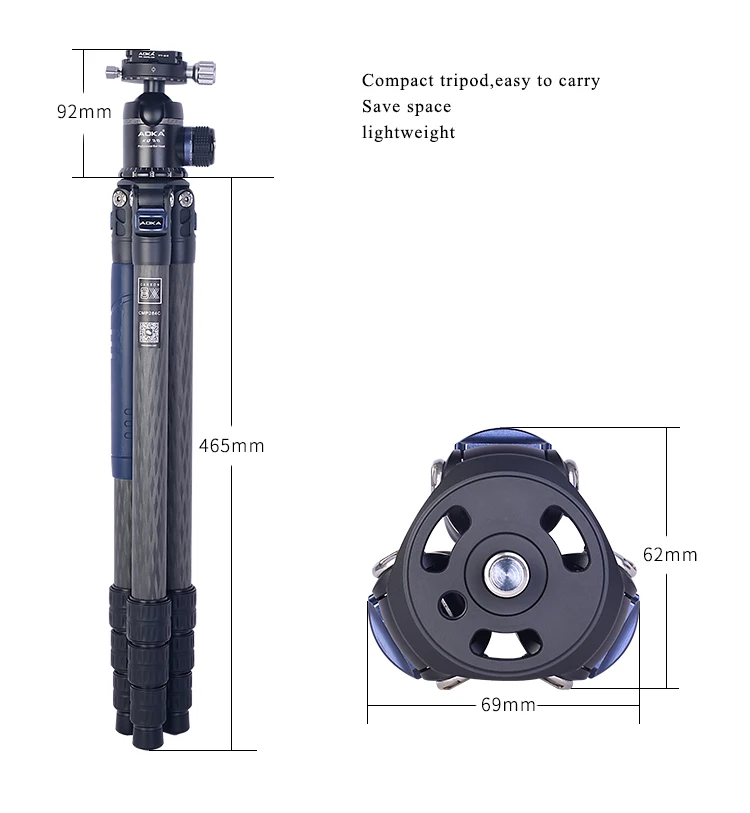 AOKA CMP284C максимальная высота 1,2 м вес 1.4kgs профессиональная камера штатив для ЦЗК из углеродного волокна