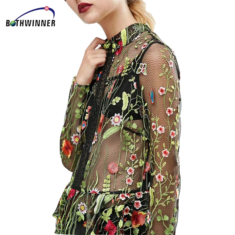 embroidered mesh top