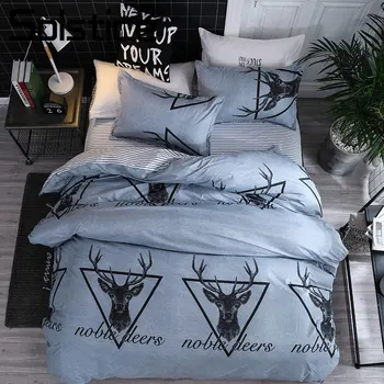 

Solstice Home Textile Gray Elk Deer Nordic Bedding Set King Queen Twin Kid Teen Adult Boy Bed Linen Duvet Cover Sheet Pillowcase