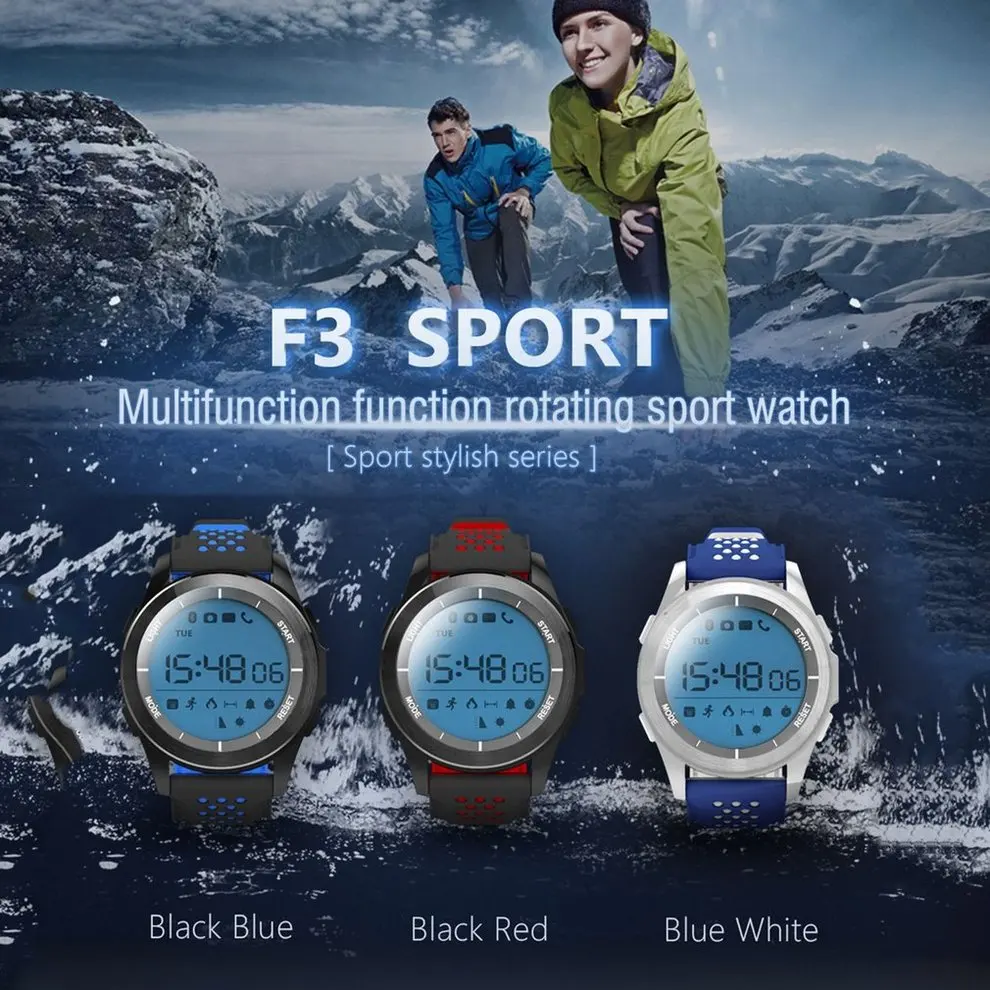 

5PCS Blue White Sports Smartwatch Rotatable Dial 30m Waterproof Swimming Watch Pedometer Outdoor Wristwatch for Android IOS
