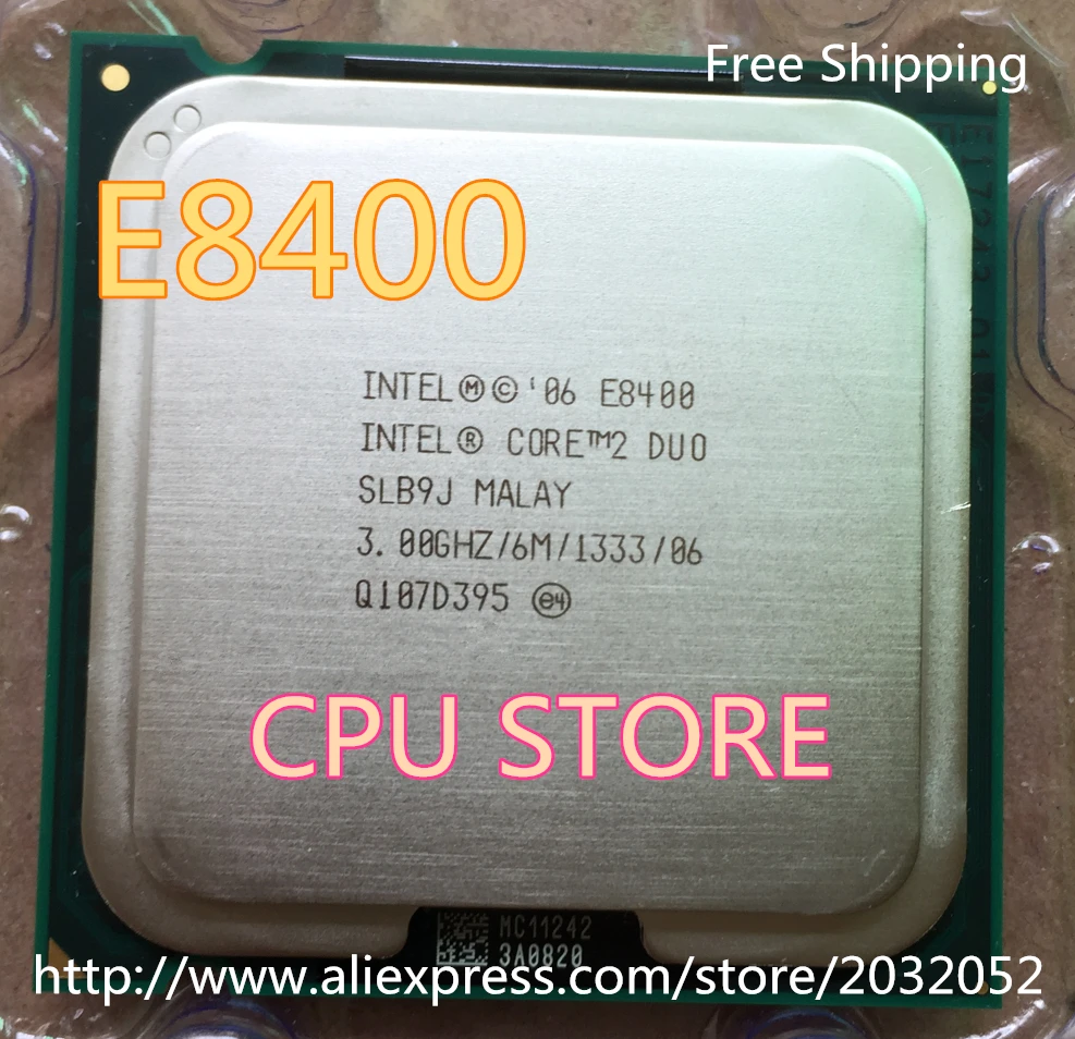 

lntel cpu Core 2 Duo E8400 Processor 3.0Ghz/ 6M /1333MHz Dual-Core Socket 775 (working 100% Free Shipping) e8400