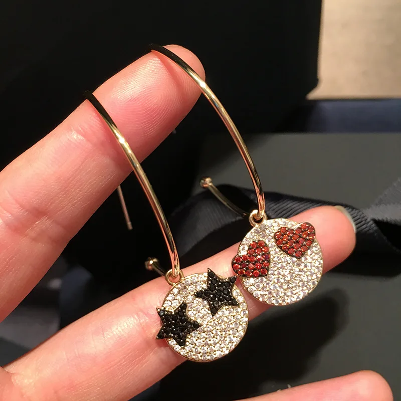 

Queen Lotus 2019 High Quality New Smile Earrings Women Drop Earrings AAA Zircon Jewelry Fashion Jewelry For Gift