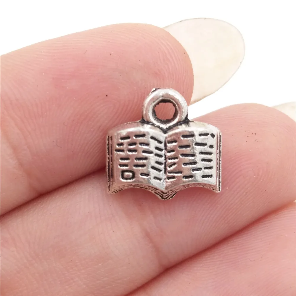 BULK 30 Zinc Alloy Love Reading Book Charms Antique Silver Charms
