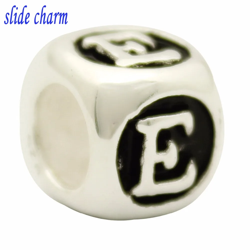 Slide Charm Free Shipping Dice Shaped Letter Bracelet Charms Initial B