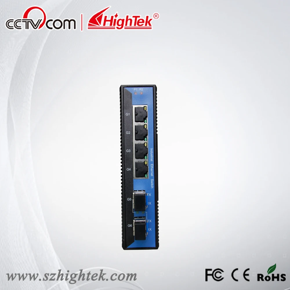HighTek HK 86204S Un management 10 100 1000M Industrial 2 port fiber optic and 4 port