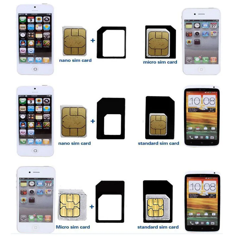 2 шт. 4 in1 адаптер сим-карты для iPhone 5 адаптер для нано sim комплект сим-карты полный sim-карты адаптер для телефона Droshipping