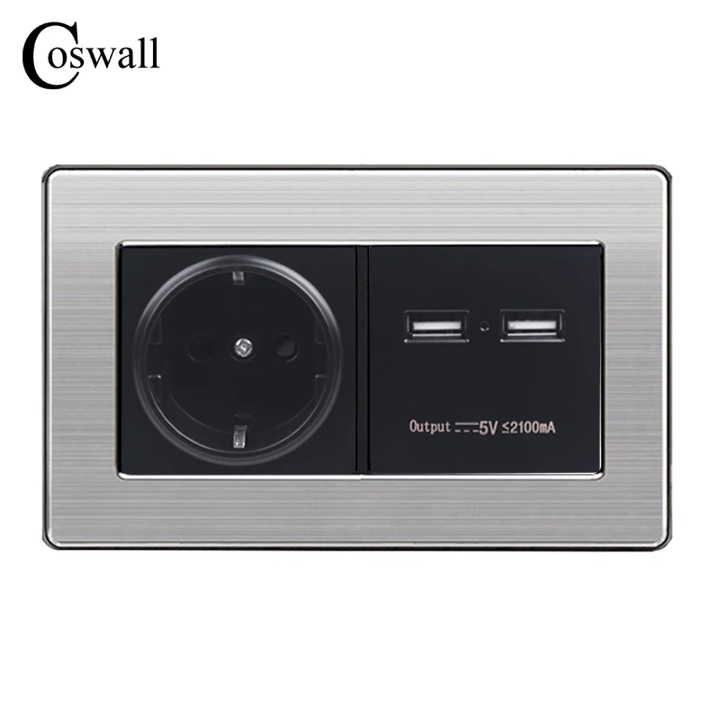 COSWALL Wall Socket Korea Standard Power Outlet With Dual USB Smart
