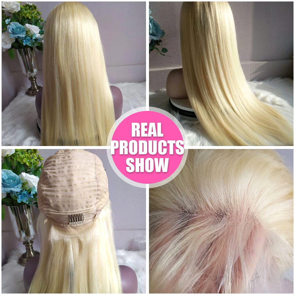 #613 Blond Lace Front Wigs 150% Density Lace Wigs For Women Remy Brazilian Straight Human Hair Wigs With Baby Hair HCDIVA