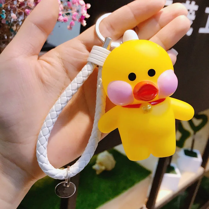 

Cute Cartoon Yellow Duck Keychain PVC Car Key Holder Acrylic Bell Anime Key Chain Bag Pendant Women Bag Accessories Gift
