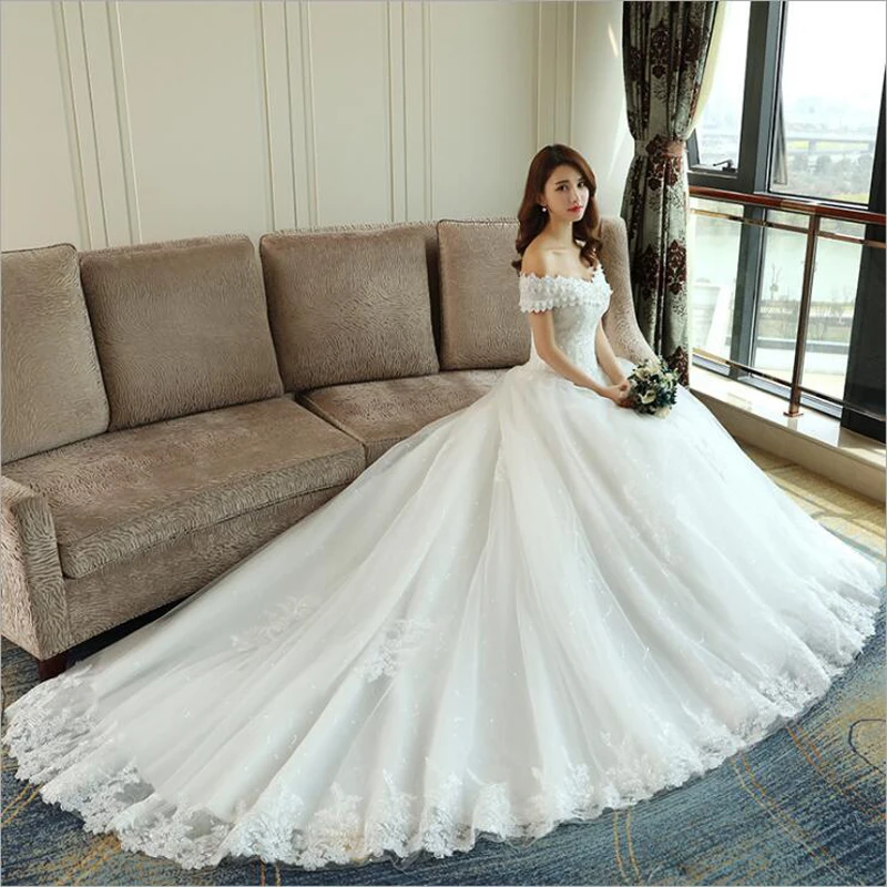 long tail wedding gown