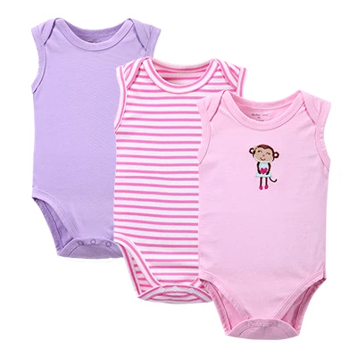 3PCS Бренд Spring Cute Обезьяна Девочки Bodysuit ребенок боди Теплый Короткие без рукавов Детские товары Одежда Мальчики Комбинезоны Одежда Мультфильм Комбинезон - Цвет: WH16302