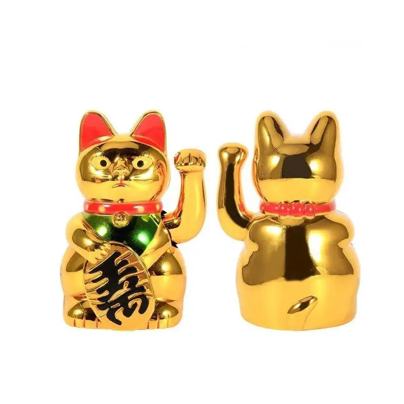 

Cute Home Feng Shui Decor Lucky Cat Wealth Waving Hand Cat Gold Maneki Neko Welcome Cat Craft Art Home Decoration Accessories