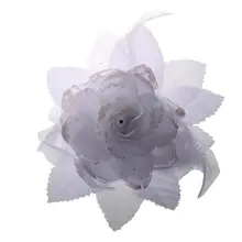 Перьевая органза розы Белая лента для волос резинки аксессуары для волос цветок для волос