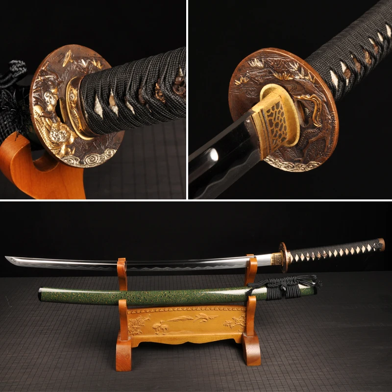 

High-Quality Katana 100% handmade Japanese Samurai Sword Damascus Folded Steel&Clay tempered & hand fine polished very sharp