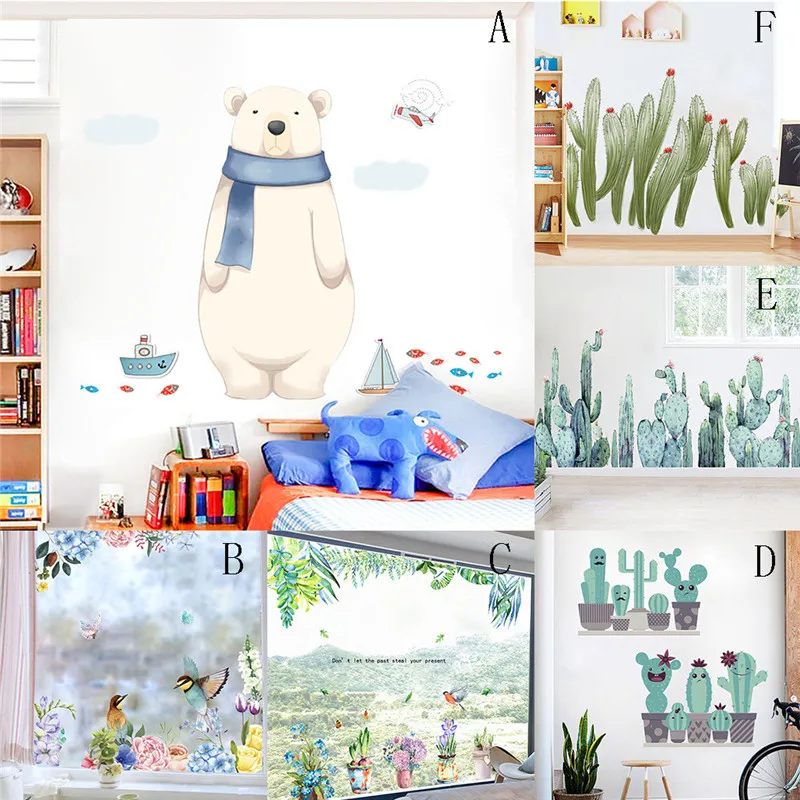Струйные съемные Мультяшные настенные наклейки настенная для домашнего