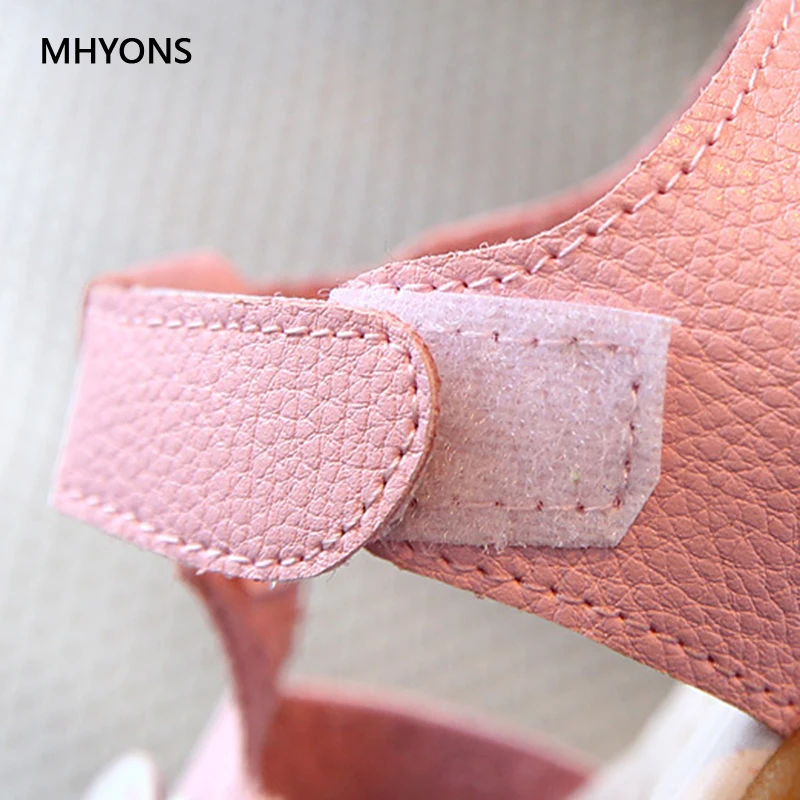 MHYONS/Лидер продаж детские сандалии для девочек платье для малышей, девочек летние туфли женские туфли из мягкой кожи для детей; милое платье для девочек с цветочным рисунком; женские туфли на CSH313