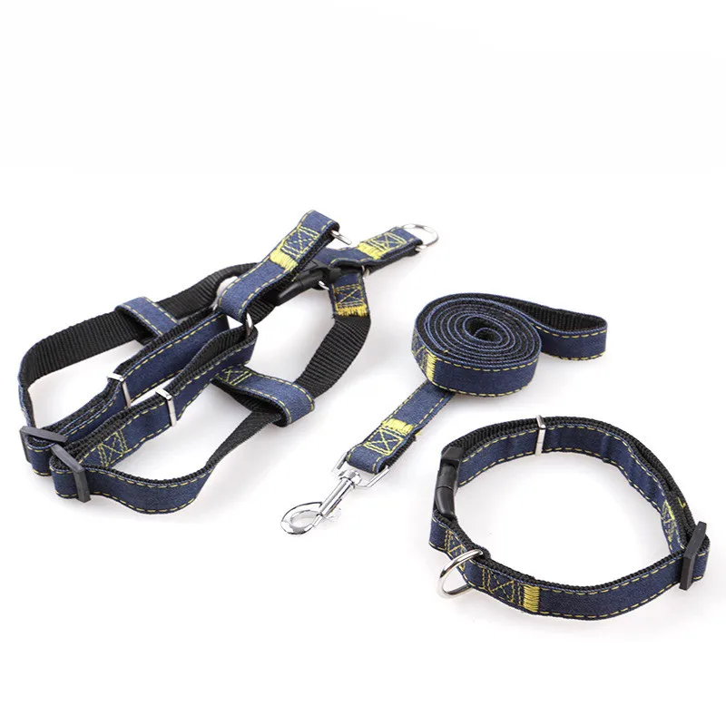 Adjustable No-Pull Denim Dog Harnesses Leash Collar for Greater Control Safety Dog Training Walking Running Rescue Harness 10