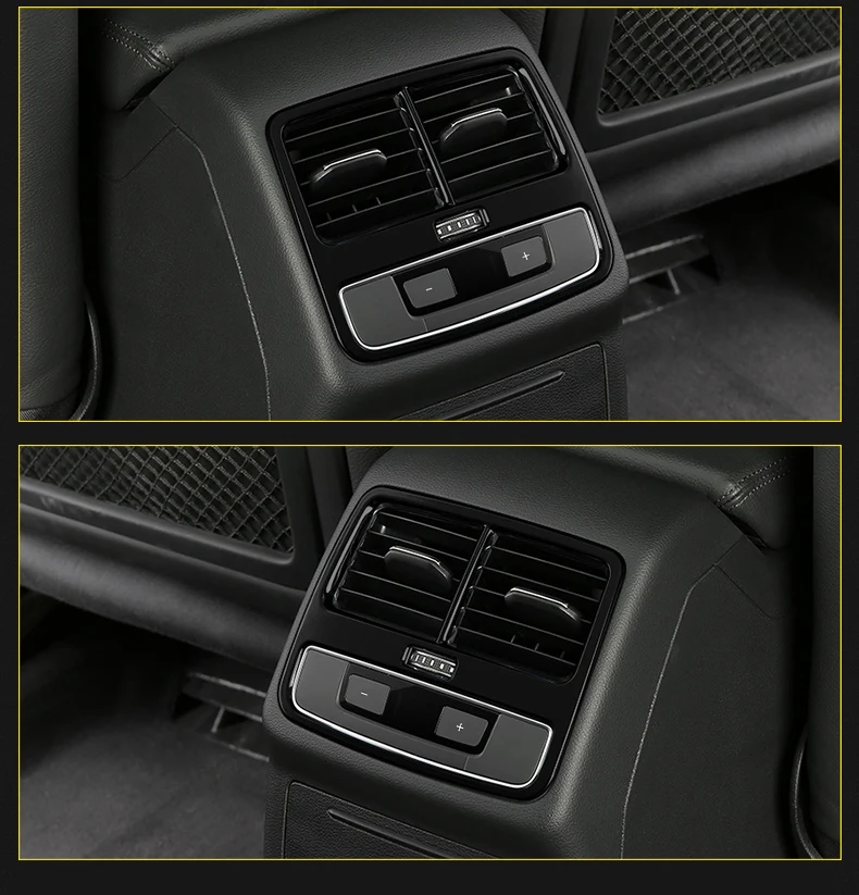 Автомобильная задняя рамка для кондиционера, декоративная задняя часть, вентиляционные отверстия переменного тока, отделка, синие, черные наклейки из нержавеющей стали для Audi A4 B9, автомобильный стиль