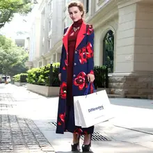 Muslim Clothing Islamic Coat Floral Print Maxi Trench Coats Plus Size Long Sleeve Turn-Down Collar Long Overcoats