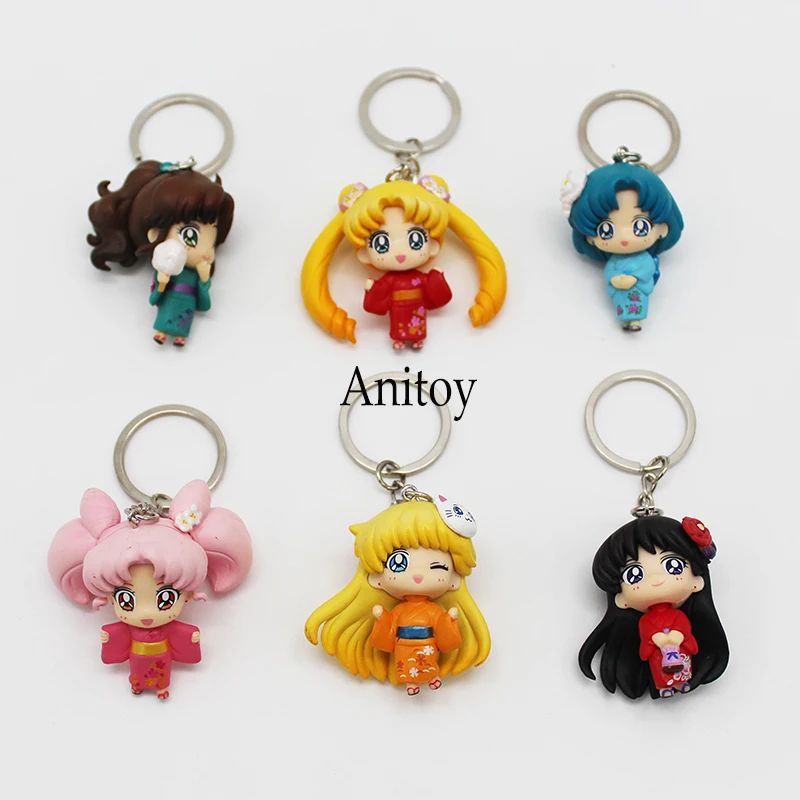 

Sailor Moon Small Lady Sailor Mars Mercury Venus Jupiter PVC Figures Toys Keychains Pendants 6pcs/set 4-5cm
