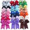 2 PCS 6 inch Bow WITH Elalstic Bobble Loop Big Cheer Leading Hair Bow Ribbons Baby Girls 2