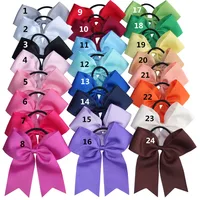 2 PCS 6 inch Bow WITH Elalstic Bobble Loop Big Cheer Leading Hair Bow Ribbons Baby Girls 2
