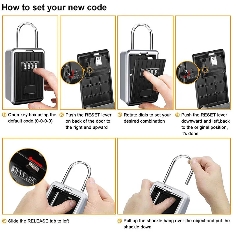 

Key Storage Lock Box with 4-Digit Combination Hanging Key Safe Box for Indoor Outdoor JFlyer