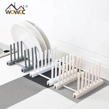 

Plate Drainer Rack Plastic Pot Lid Cover Holder Storage Shelf Cooking Dish Rack Pan Cover Stand Kitchen Organizer Pot Lid Rack