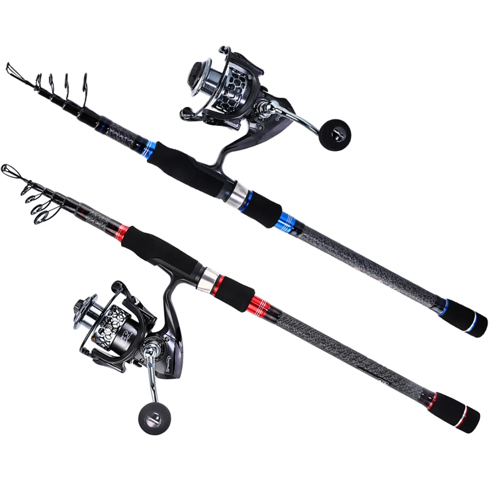 

Sougayilang Fishing Lure Rod Reel Combos with Telescopic Portable Carbon High quality Spinning Reels With Spare Coil Set