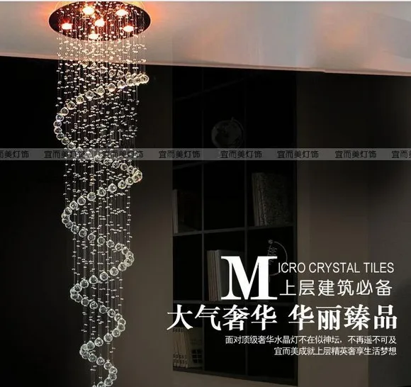 

EMS FREE SHIPPING Stair lamp k9 crystal lamp stair lamp pendant light spiral crystal pendant lamp living room lights
