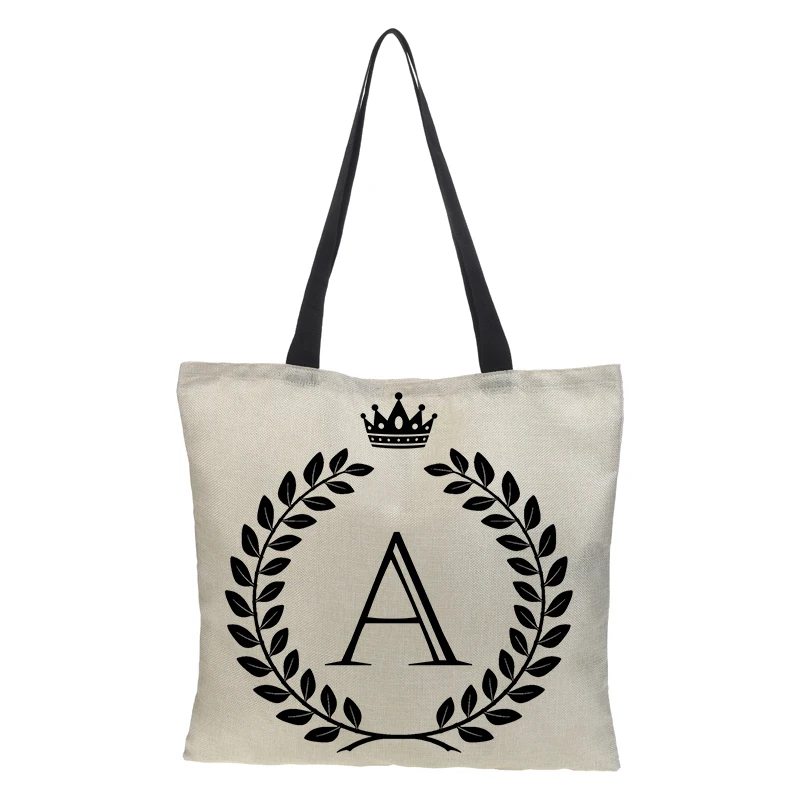 Специальная женская сумка на заказ, Льняная сумка на одно плечо с принтом букв, складная сумка для похода в магазин, повторное использование, повседневная, 43 см* 43 см