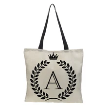 Специальная женская сумка на заказ, Льняная сумка на одно плечо с принтом букв, складная сумка для похода в магазин, повторное использование, повседневная, 43 см* 43 см