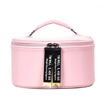 

Hot Selling Women Cute Round Leather Cosmetic Cases Professional Cosmetic Bag Makeup Bag Travel Organizer Portable Storage Bag