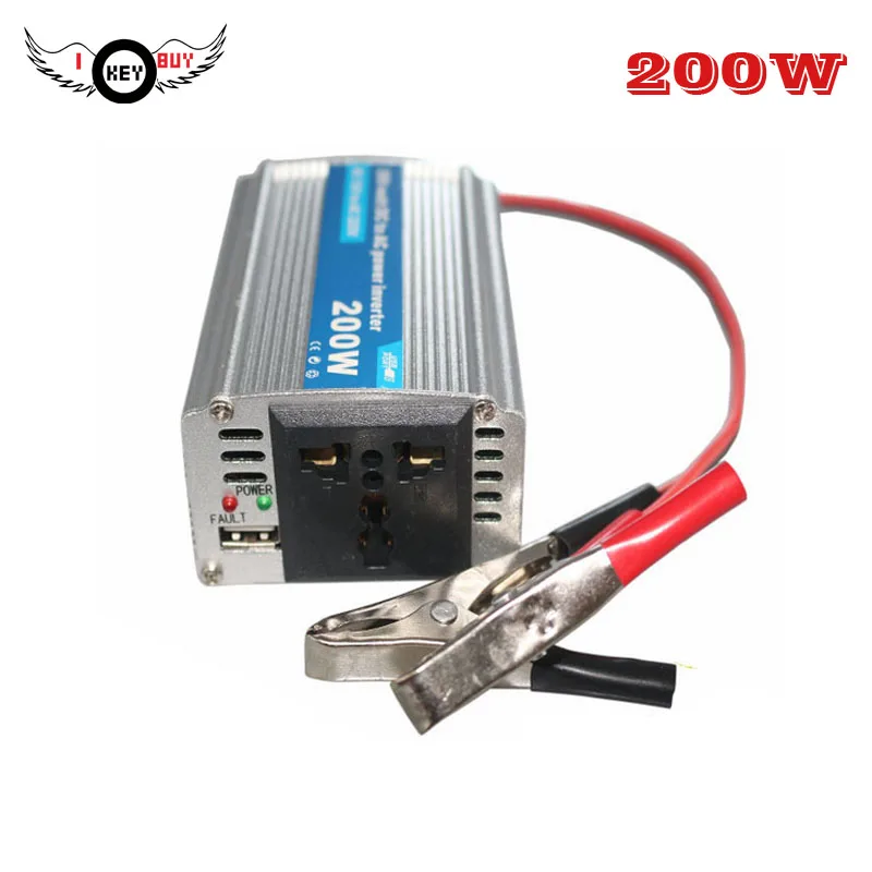 Battery clip input inverter 200W with fan 12V to 220V car inverter 12V car inverter