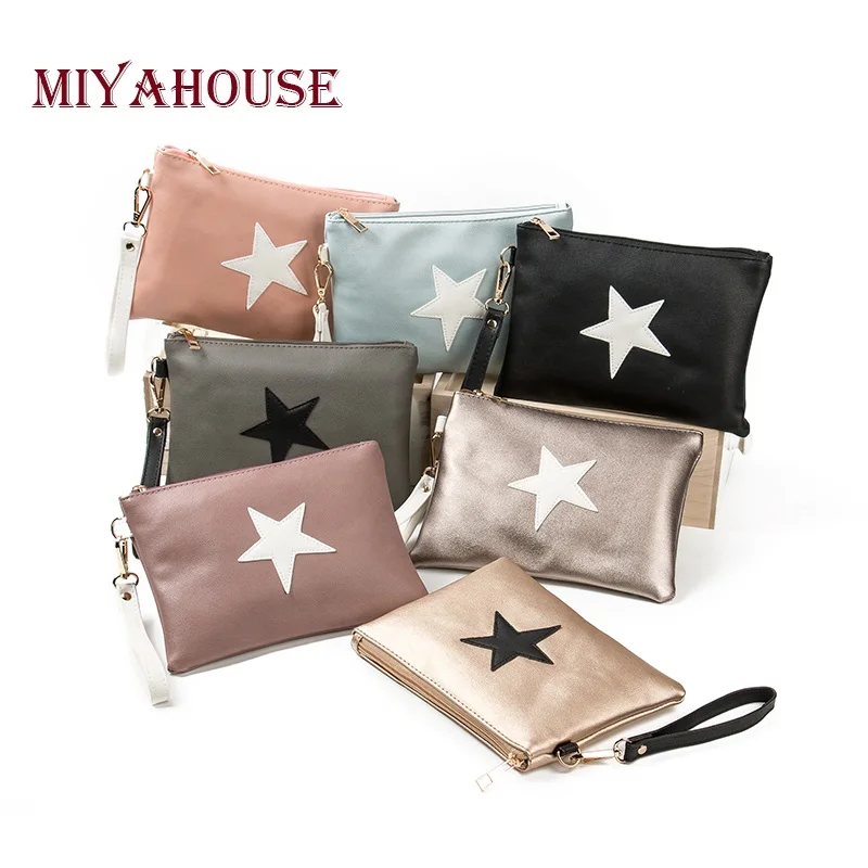 

Miyahouse Fashion Women Clutch Bag PU Leather Female Envelope Bag Clutch Evening Bags Star Design Soft Clutch Handbags