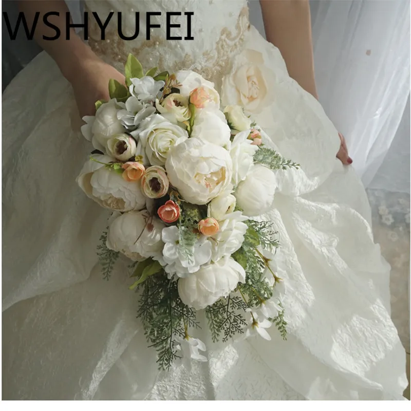 

2020 Wedding Bouquet Bridal Holding Flowers pure pearls Bridesmaid silk Flowers fashion Bridal Bouquets Wedding party supplies
