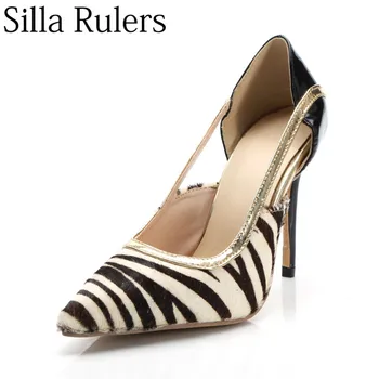 

Silla Rulers 2018 Horsehair Thin Heels Women Shoes Pointed Toe Silp On Shoes Woman Sexy Ladies High Heel Pump Sapato Feminino