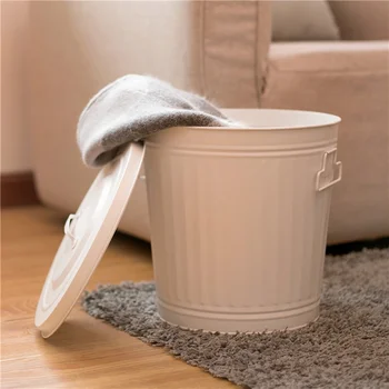 

Nordic wrought iron storage basket multi-function storage basket Dirty clothes basket Trash can with lid wx10291459