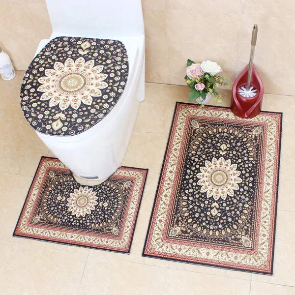 Honlaker High Quality Crystal Velvet Bathroom Mat Toilet Cover Rug
