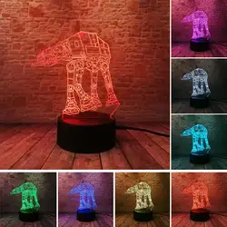 Star Wars Imperial Walker рисунок Juguetes 3D иллюзия светодиодный ночник мигающий сенсорный свет настольная лампа ATAT Figma модель игрушечные лошадки