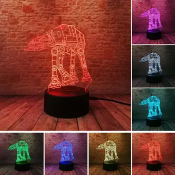 

Star Wars Imperial Walker Figure Juguetes 3D Illusion LED NightLight Flashing Touch light Desk Lamp ATAT Figma Model Toys