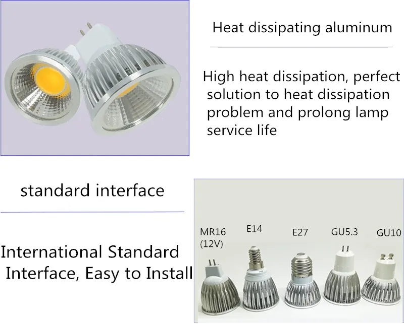 Светодиодный потолочный светильник E27 E14 GU10 MR16 GU5.3 Lampada9W, 12 Вт, 15 Вт, 30 Вт Светодиодный лампочки 85-265 V COB Светодиодный прожектор постоянного тока