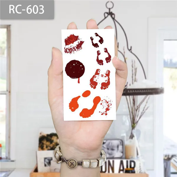 Хэллоуин кровавые кровотечения страшные шрамы водонепроницаемый временные татуировки наклейки для розыгрышей# r114 - Цвет: RC-603