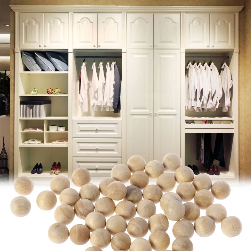 50x Natural Cedar Wood Moth Balls Repellent Poison Free Clothes Drawer Closets 