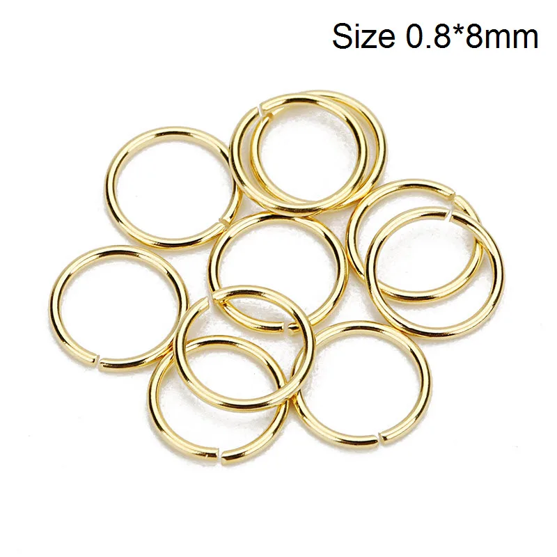 SAUVOO 100Pcs/lot Stainless Steel Open Jump Ring 4/5/6/8mm Dia Round Gold Color Split Rings For Diy Jewelry Making Findings - Цвет: 0.8x8mm