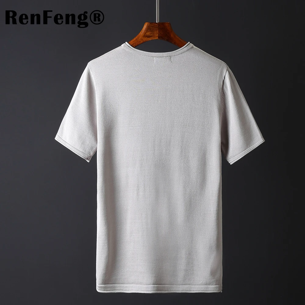 Pack of 2 Autumn Streetwear T-shirts 2018 Mens Sweater Men V-neck T Shirt Slim Fit Pullover Sueter Hombre Knitwear Pull Gray Blue (7)
