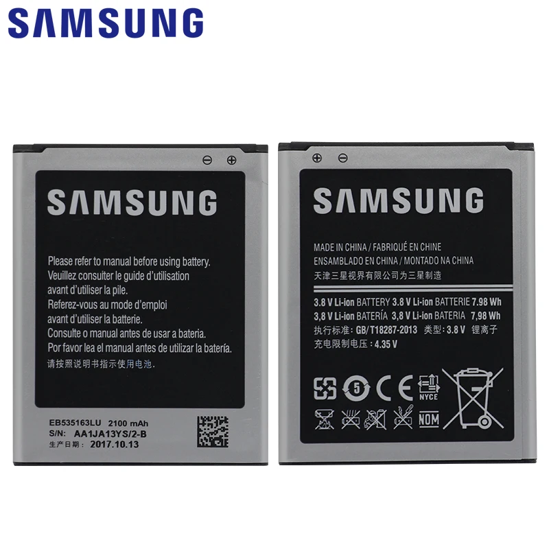 Оригинальный телефон SAMSUNG Аккумулятор 2100 мАч EB535163LU для Samsung I9082 Galaxy Grand DUOS I9080 I879 I9118