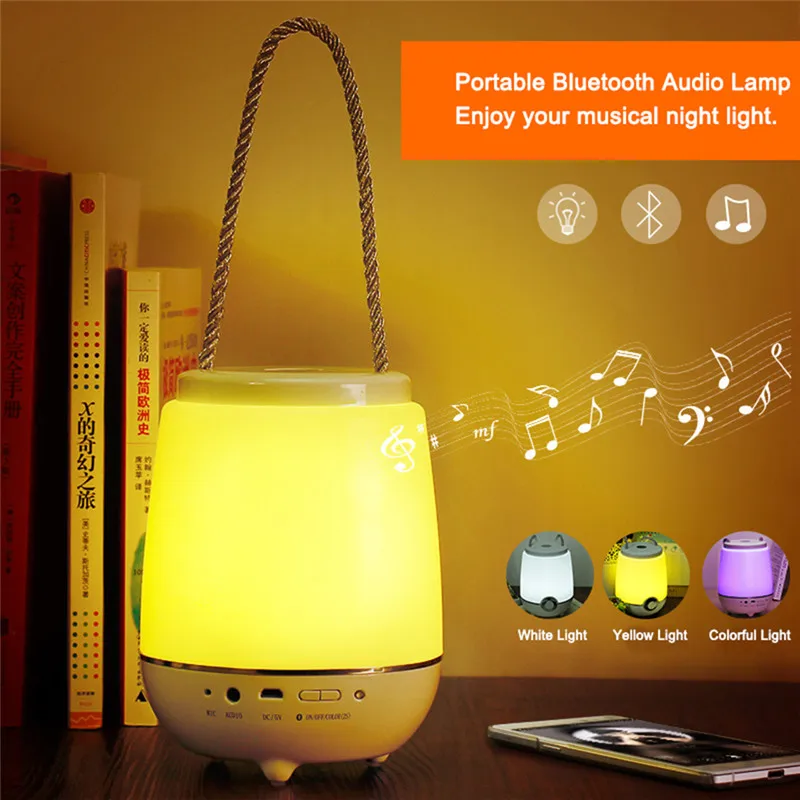 Portable Wireless Music Table Lamp Night light + Bluetooth Speaker & Music Player with Touch Sensor Bedside Lamp RGB Light