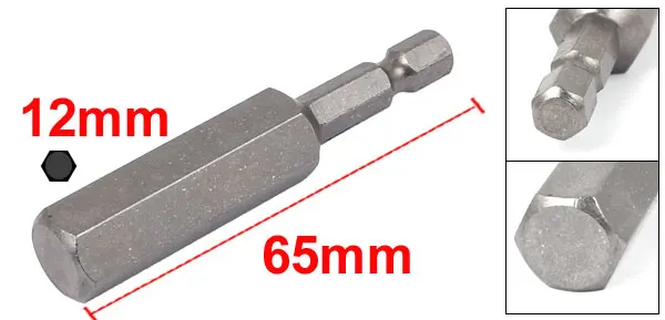 Uxcell 1/" шестигранный хвостовик 8 мм 10 мм 12 мм Магнитная Шестигранная головка отвертка бит 65 мм длина